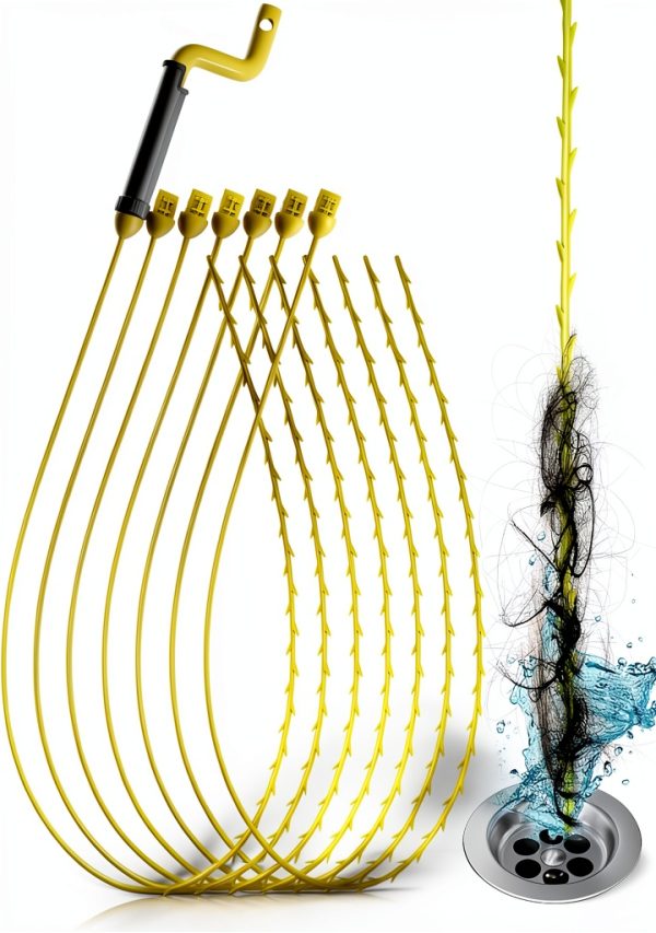 35inch Drain Clog Remover, Drain Cleaner Hair Clog Remover with Rotating Handle and 7 Refills, Drain Hair Remover Plumbing Snake, Easy and Quick Unclog Bathtub Drain, Sink, Shower (7 Pack)-0