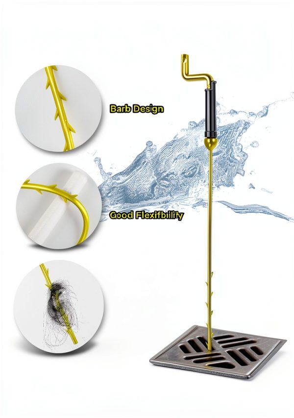 35inch Drain Clog Remover, Drain Cleaner Hair Clog Remover with Rotating Handle and 7 Refills, Drain Hair Remover Plumbing Snake, Easy and Quick Unclog Bathtub Drain, Sink, Shower (7 Pack)-4